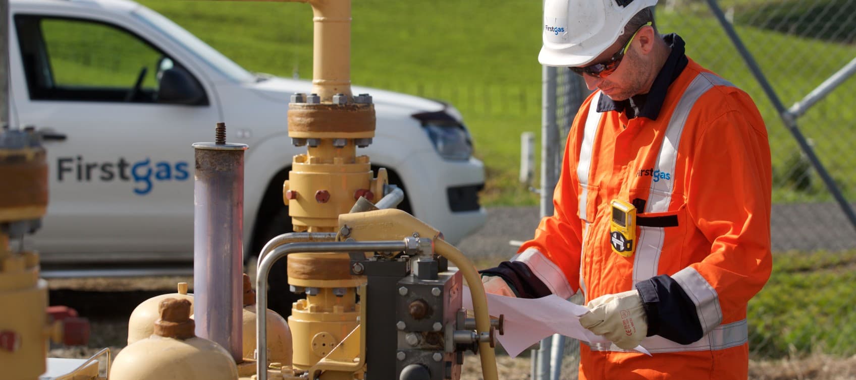 Hero Man looking at the gas pipe